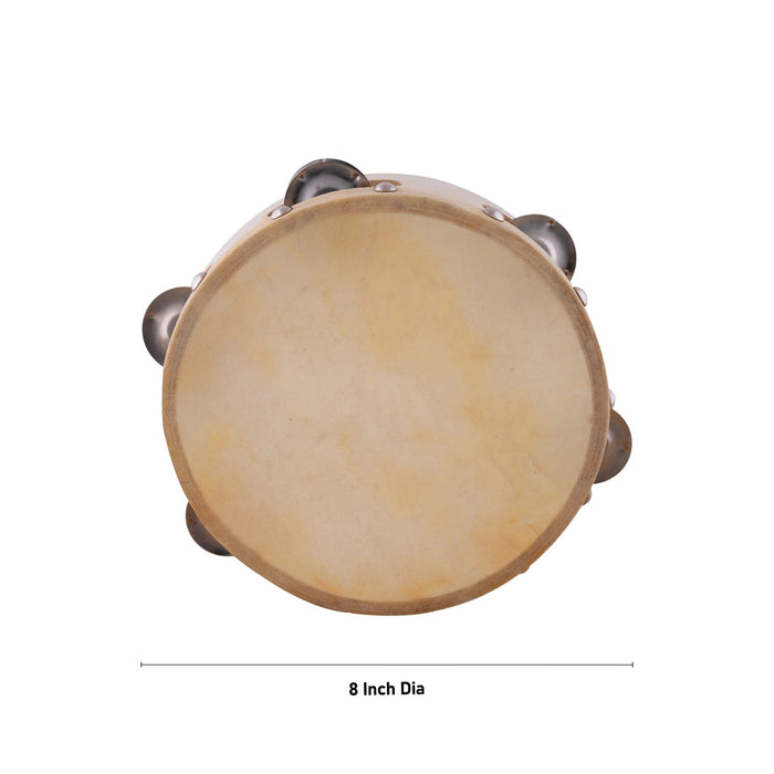 Musical Tambourine - 2 x 8 Inches | Percussion Instrument/ Wooden Kanjira Instrument for Bhajan