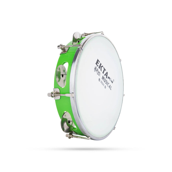 Musical Tambourine With Head - 2 x 8 Inches | Percussion Instrument/ Kanjira Instrument for Bhajan