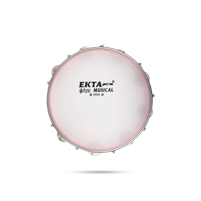 Musical Tambourine With Head - 2 x 10 Inches | Percussion Instrument/ Kanjira Instrument for Bhajan