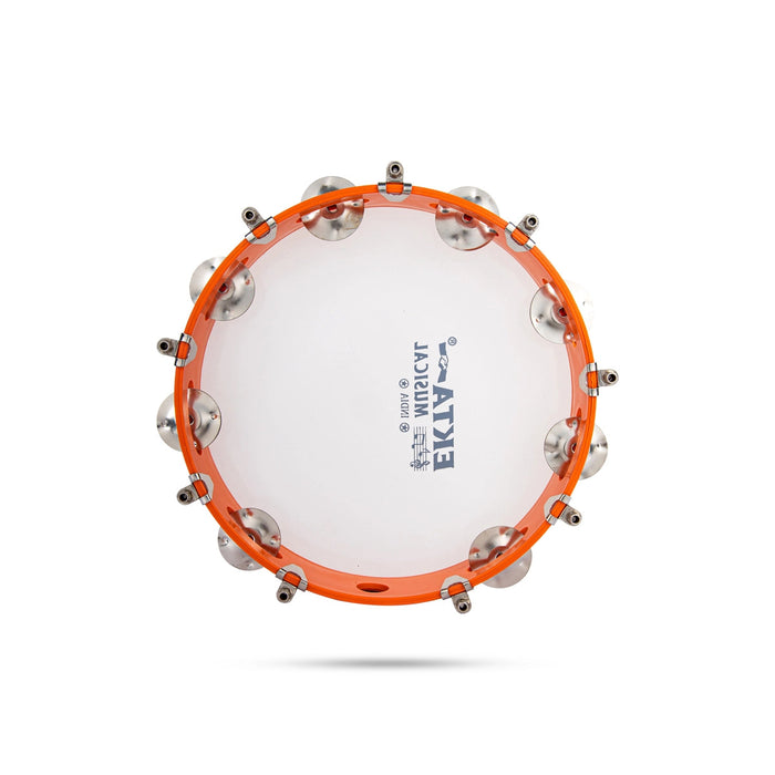 Musical Tambourine With Head - 2 x 10 Inches | Percussion Instrument/ Kanjira Instrument for Bhajan