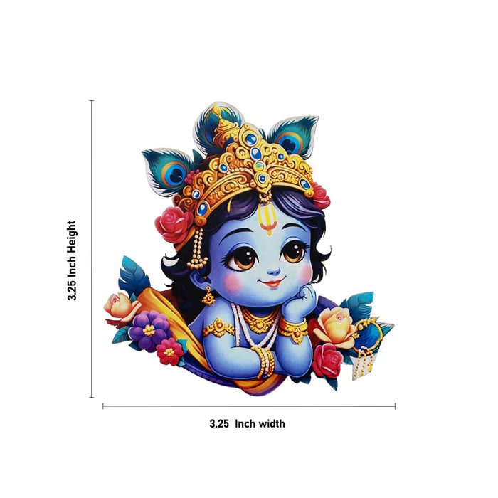 Krishna Murti Fridge Magnet - 3.25 X 3.25 Inches | Picture Magnet/ Photo Magnet For Fridge Decoration