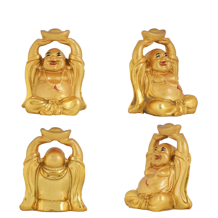 Happy Man Set - 2 x 2 Inches | Resin Happy Man Idol/ Laughing Buddha Statue for Home Decor