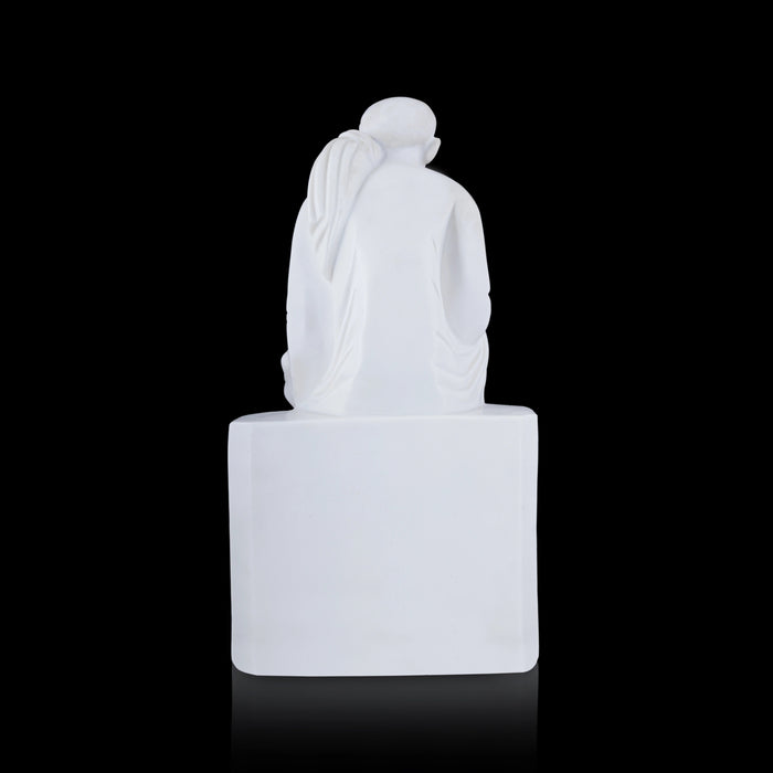 Saibaba Statue Sitting On Base - 18 x 10 Inches | Marble Murti/ Sai Baba Vigraham/ Saibaba Idol for Pooja