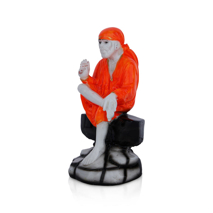 Saibaba Statue Sitting On Base - 5 x 2.5 Inches | Saibaba Idol/ Sai Baba Vigraham for Pooja
