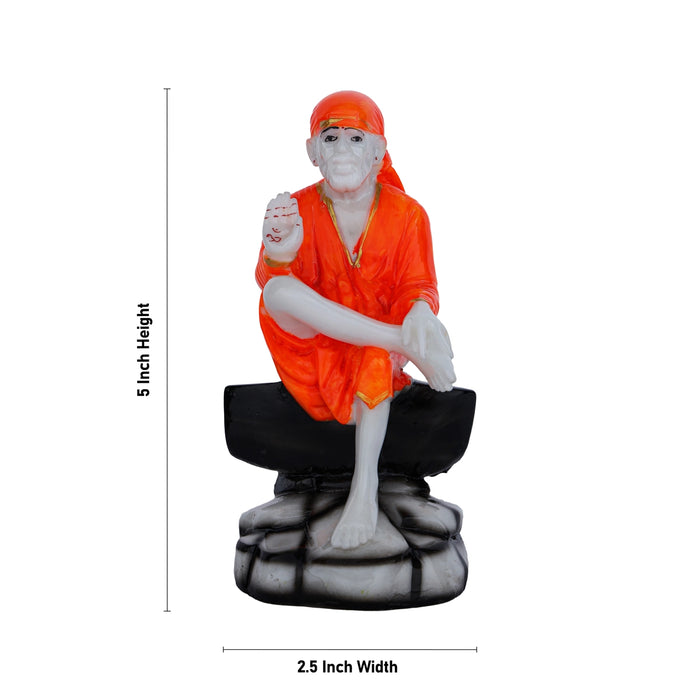 Saibaba Statue Sitting On Base - 5 x 2.5 Inches | Saibaba Idol/ Sai Baba Vigraham for Pooja