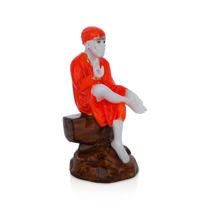 Saibaba Statue Sitting On Base - 5 x 2.5 Inches | Saibaba Idol/ Sai Baba Vigraham for Pooja