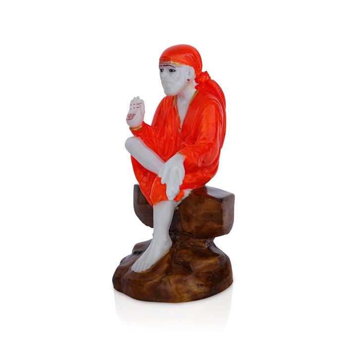 Saibaba Statue Sitting On Base - 5 x 2.5 Inches | Saibaba Idol/ Sai Baba Vigraham for Pooja