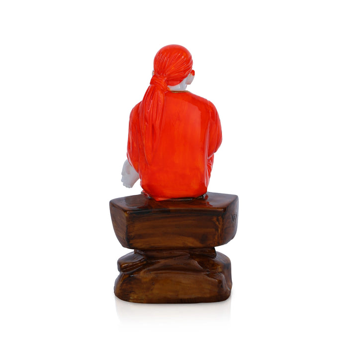Saibaba Statue Sitting On Base - 5 x 2.5 Inches | Saibaba Idol/ Sai Baba Vigraham for Pooja