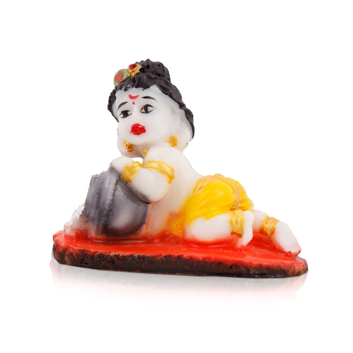 Butter Krishna Idol - 3.5 x 3 Inches | Krishnan Statue for Home Decor