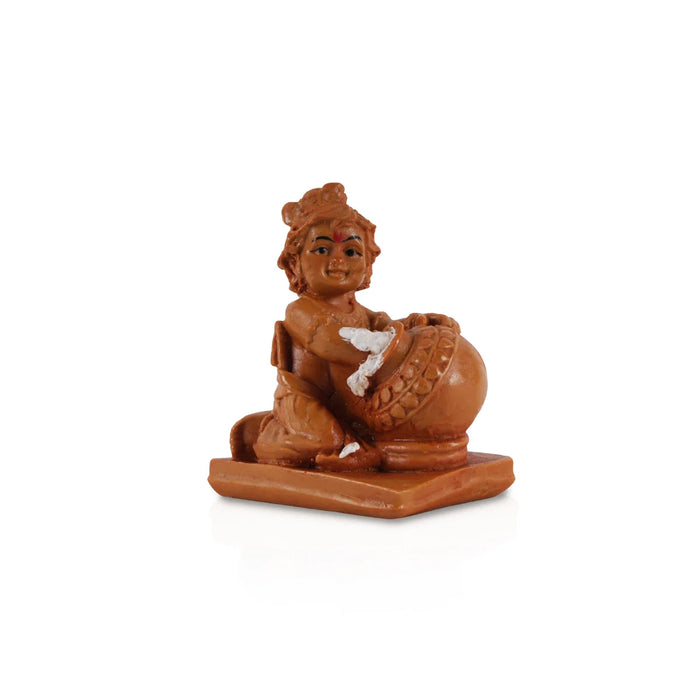 Butter Krishna Idol - 3.5 x 3 Inches | Krishnan Statue for Home Decor