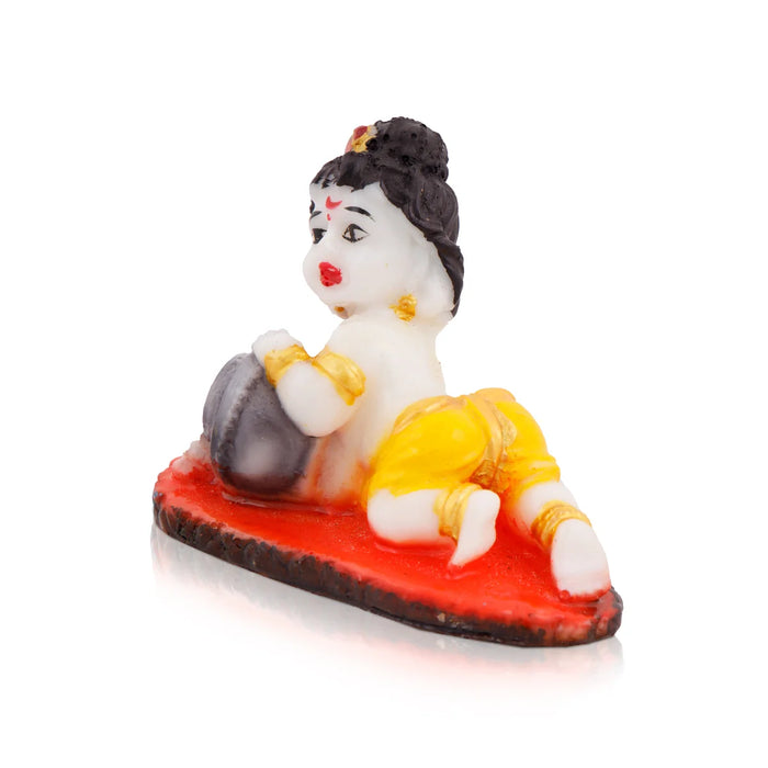 Butter Krishna Idol - 3.5 x 3 Inches | Krishnan Statue for Home Decor