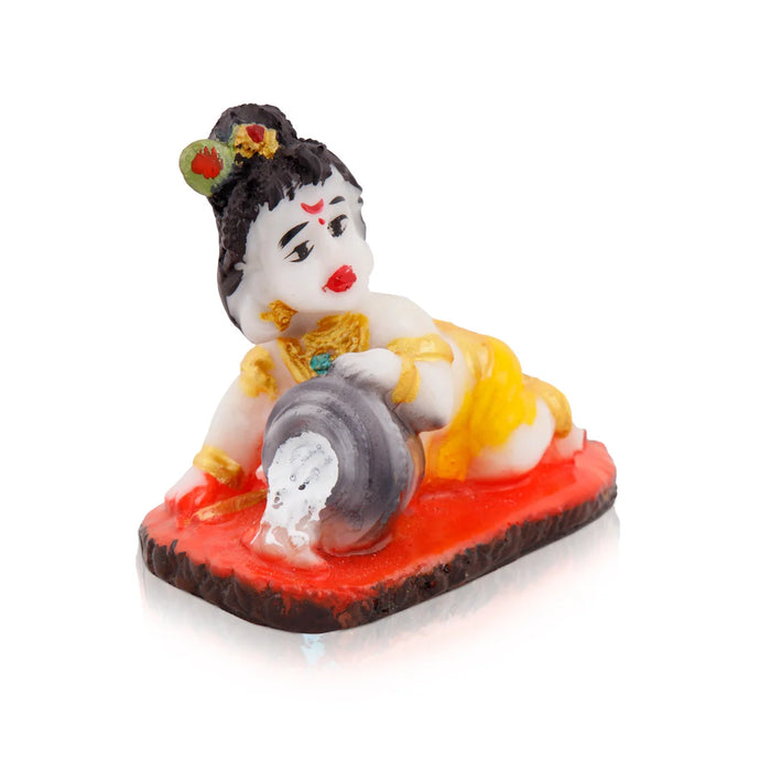 Butter Krishna Idol - 3.5 x 3 Inches | Krishnan Statue for Home Decor