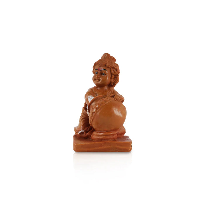 Butter Krishna Idol - 3.5 x 3 Inches | Krishnan Statue for Home Decor