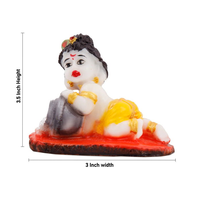 Butter Krishna Idol - 3.5 x 3 Inches | Krishnan Statue for Home Decor