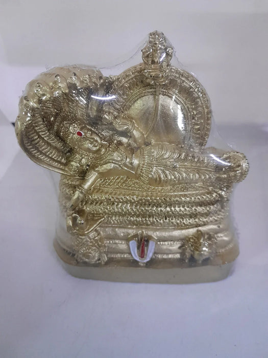 Ranganathan Statue - 4 x 4 Inches | Resin Statue/ Golden Polish Ranganathar Idol for Pooja