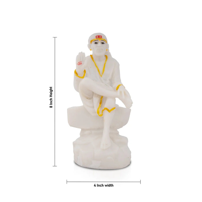 Sai Baba Statue - 8 x 4 Inches | Resin Statue/ Sai Baba Idol for Pooja