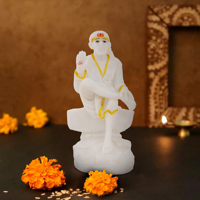 Sai Baba Statue - 8 x 4 Inches | Resin Statue/ Sai Baba Idol for Pooja