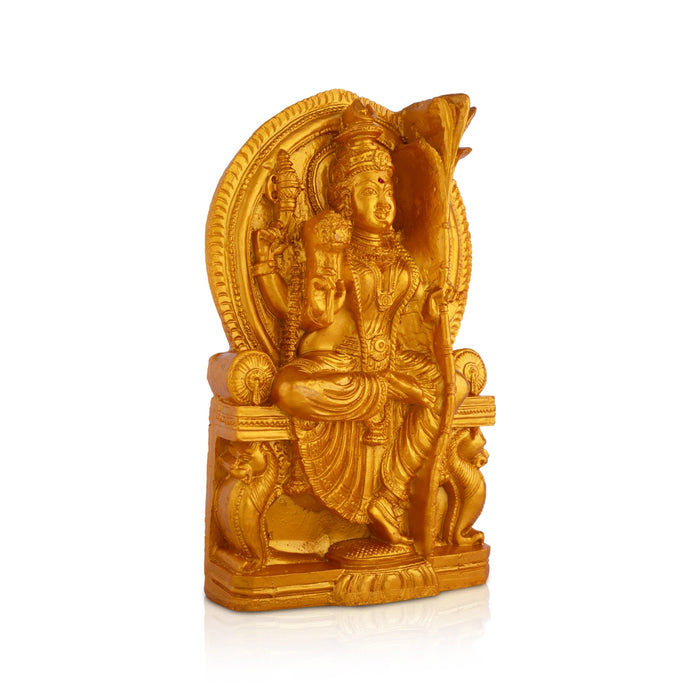 Raja Rajeswari Sitting on Simhansan - 6.75 x 4 Inches | Gold Polish Resin Idol/ Rajarajeswari Statue For Pooja