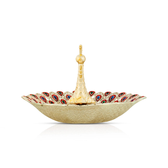 Peacock Design Plate - 8 x 7 Inches | Decorative Tray/ Decorative Plate for Home Decor