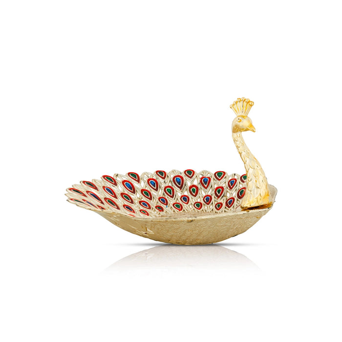 Peacock Design Plate - 8 x 7 Inches | Decorative Tray/ Decorative Plate for Home Decor