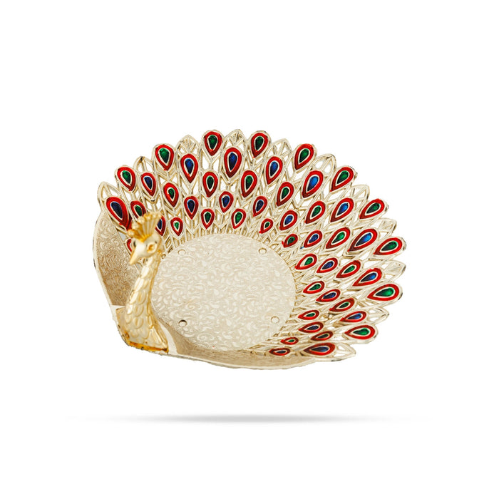 Peacock Design Plate - 8 x 7 Inches | Decorative Tray/ Decorative Plate for Home Decor