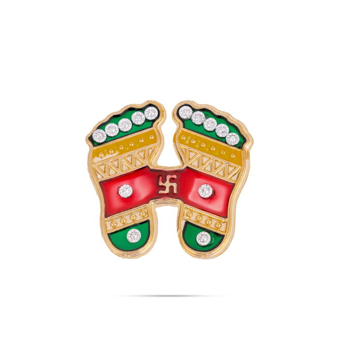 Swastik Padham Sticker - 1.75 Inches | Decorative Swastik & Paduka Sticker/ God Feet for Pooja Decor