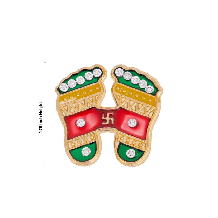 Swastik Padham Sticker - 1.75 Inches | Decorative Swastik & Paduka Sticker/ God Feet for Pooja Decor