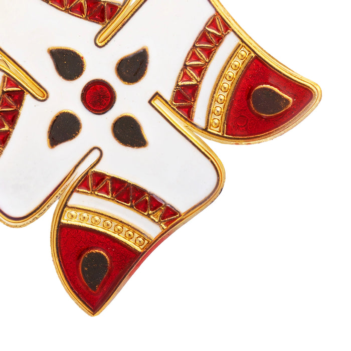 Swastik Sticker - 2.25 x 2.25 Inches | Decorative Spiritual Sticker/ White & Red Swastik For Wall Decor
