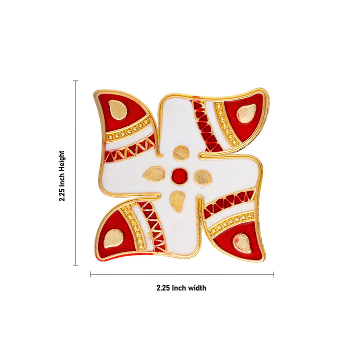 Swastik Sticker - 2.25 x 2.25 Inches | Decorative Spiritual Sticker/ White & Red Swastik For Wall Decor