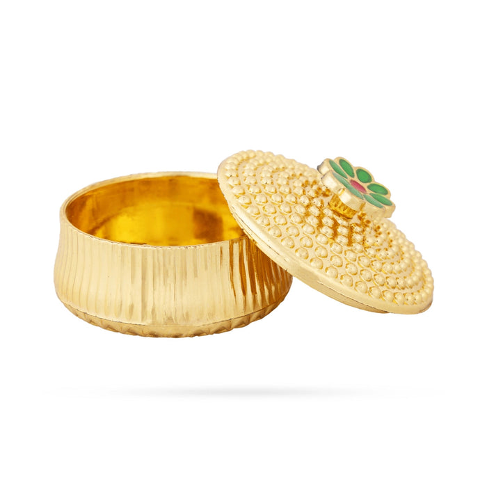 Kumkum Box Set - 2 Inch Dia | 10 Pcs/ Gold Polish Sindoor Pot/ Kumkum Bharani For Pooja And Festive Gifting