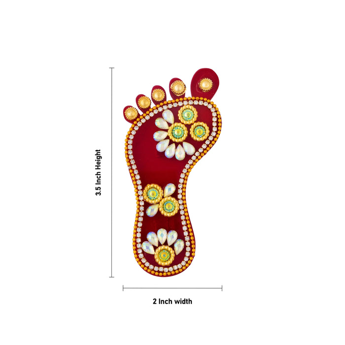 Stone Padham Pair - 3.5 x 0.75 Inches | Multicoloured Stone Paduka / Stone Leg for Deity Decor