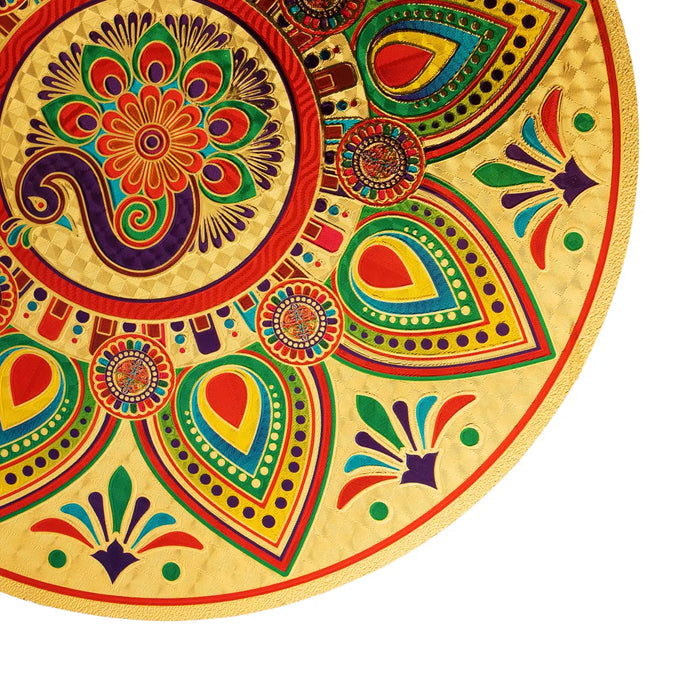 Rangoli Sticker - 10 Inches | Golden Muggulu Sticker/ Readymade Kolam Sticker for Home Decor