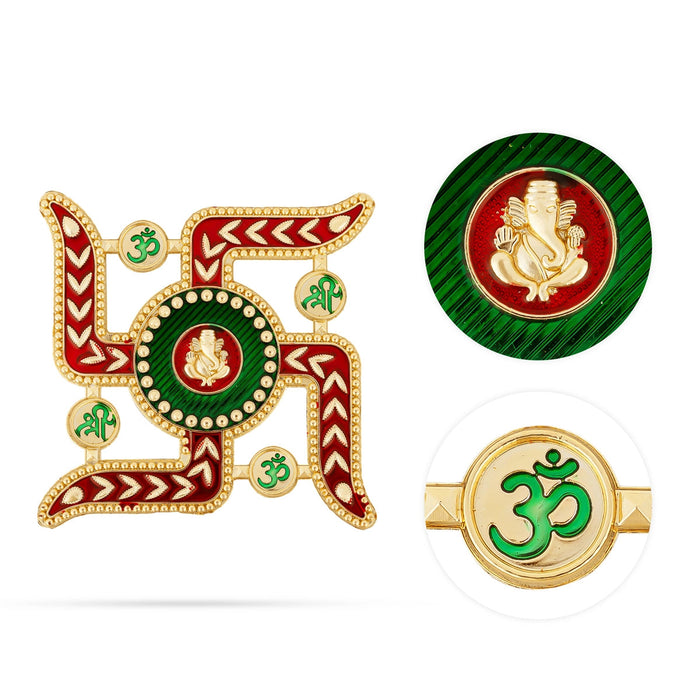 Swastik With Ganesh Design Sticker - 4.75 X 5 Inches | Wall Decor/ Home Decor Sticker For Pooja Room