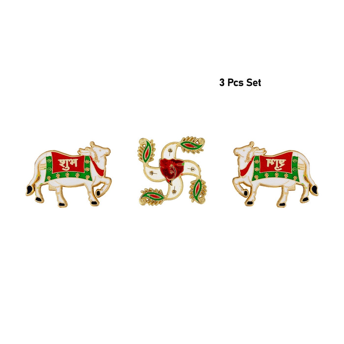 Swastik With 2 Cow Design Sticker Set | 3 Pcs/ Home Decor/ Door Decor For Pooja Room