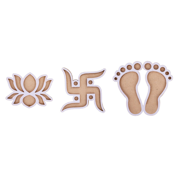 Rangoli Board Set- 3.5 X 4 Inches | 3Pcs/ Kolam Board/ Swastik Padham Lotus Design Rangoli Board For Home Decor