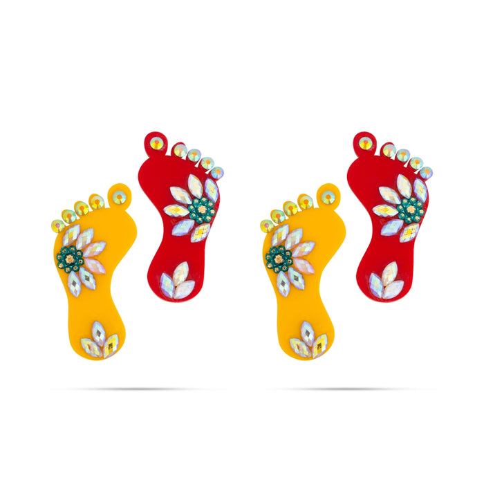 Padham Pair - 2 x 1 Inches | Decorative Stone Paduka / Deity Leg / God Feet