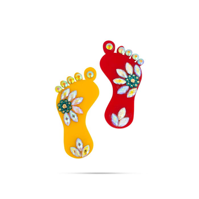 Padham Pair - 2 x 1 Inches | Decorative Stone Paduka / Deity Leg / God Feet