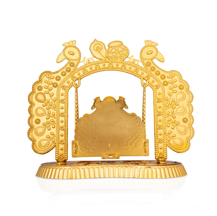 Jhula - 6 x 6.75 Inches | laddu gopal Jhoola/ Meenakari & Peacock Design Unjal/ swing for Deity