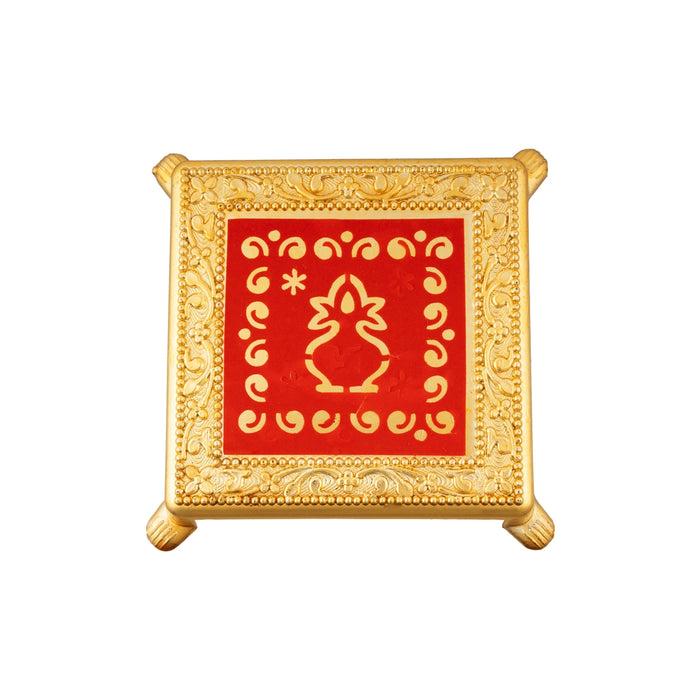 Manai With Leg - 4.5 x 4.5 Inches | Pooja Chowki/ Plastic Bajot/ Patla For Deity