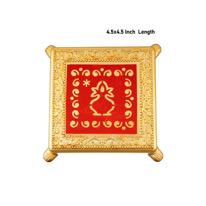 Manai With Leg - 4.5 x 4.5 Inches | Pooja Chowki/ Plastic Bajot/ Patla For Deity
