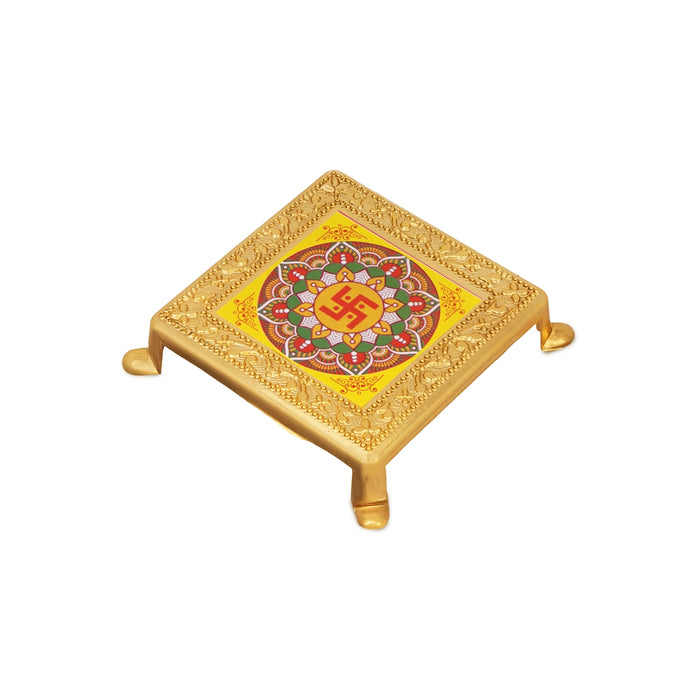 Bajot With Base - 3 x 3 Inches | Plastic Manai Palagai/ Patla/ Chowki For Deity Decor