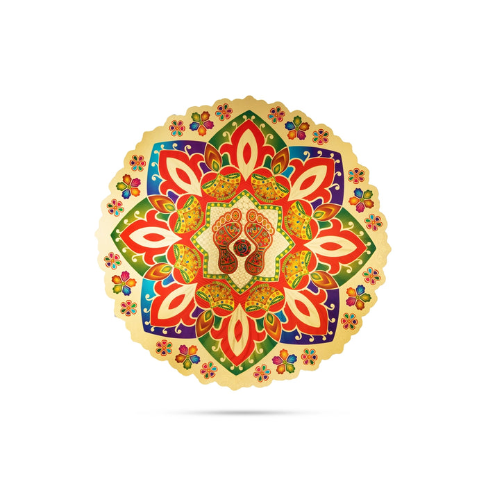 Kolam Sticker - 15 Inches | Golden Rangoli Sticker/ Muggulu Sticker/ Readymade Rangoli for Floor