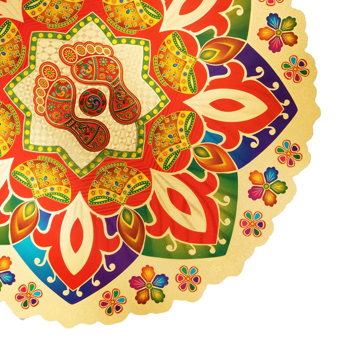 Kolam Sticker - 15 Inches | Golden Rangoli Sticker/ Muggulu Sticker/ Readymade Rangoli for Floor
