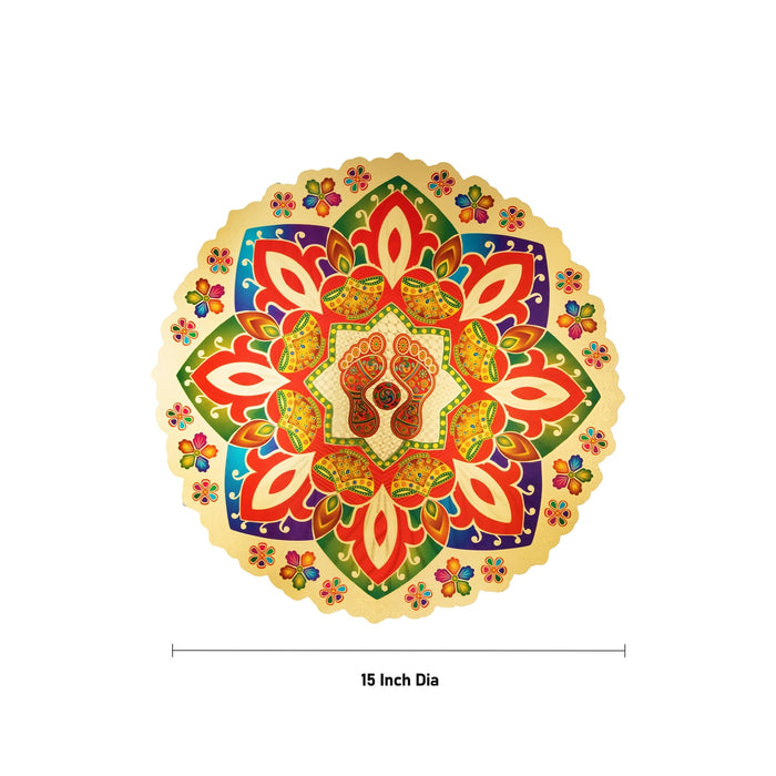 Kolam Sticker - 15 Inches | Golden Rangoli Sticker/ Muggulu Sticker/ Readymade Rangoli for Floor