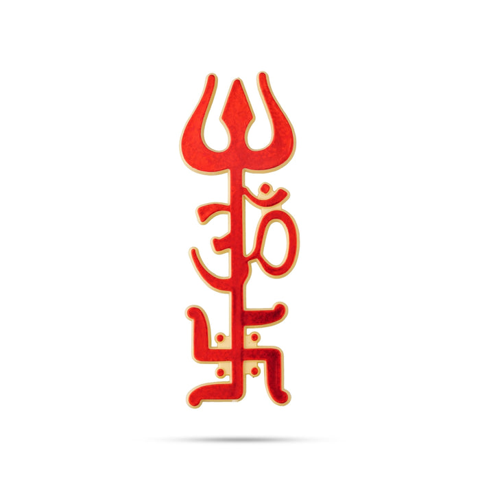 Trishul Om Swastik Sticker - 4.5 x 1.5 Inches | Trishul Symbol Wall Sticker/ Om Swastik Sticker for Pooja Room