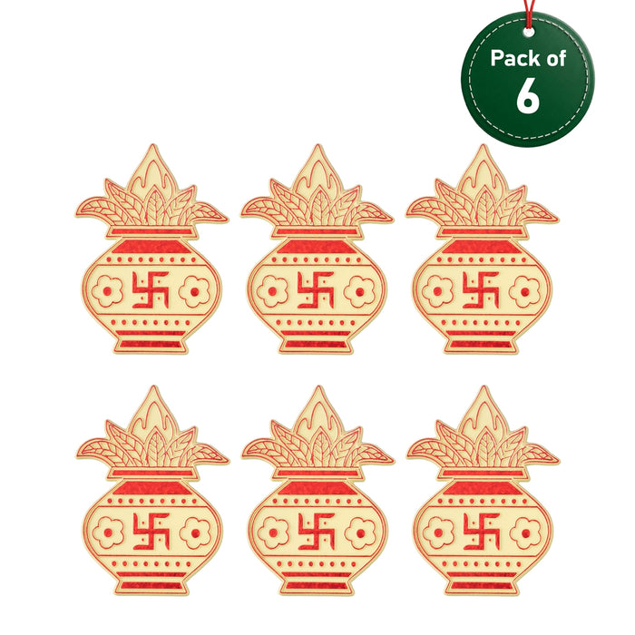 Kalash Sticker - 2.5 x 2 Inches |6 Pcs/ Kalasam Design Sticker/ Decorative Door & Wall Decor for Pooja space