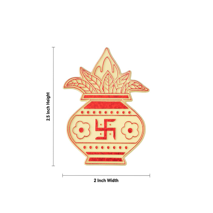 Kalash Sticker - 2.5 x 2 Inches |6 Pcs/ Kalasam Design Sticker/ Decorative Door & Wall Decor for Pooja space