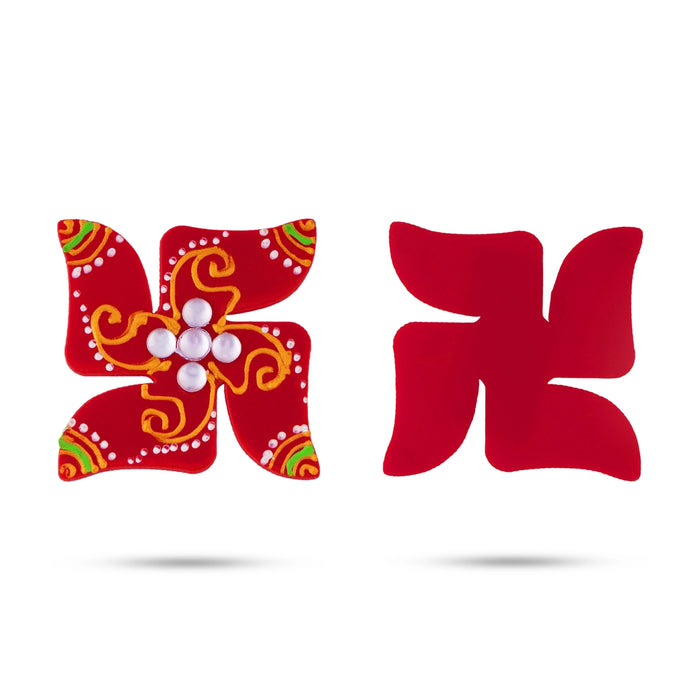 Swastik Padham Sticker Set - 1.5 x 1.5 Inches | Decorative Swastik & Paduka Sticker/ Padham for Pooja Decor
