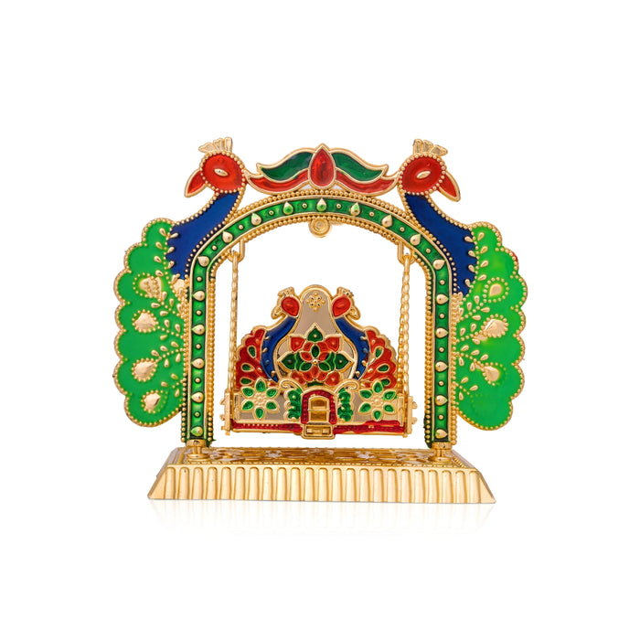 Jhula - 5 x 6 Inches | Meenakari & Peacock Design Unjal / Jhoola / laddu gopal jhula/ Swing for god