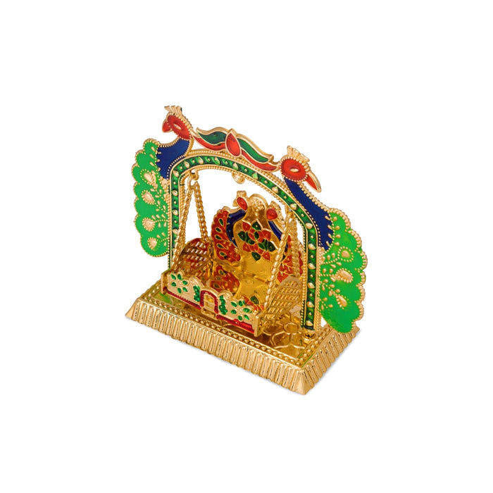 Jhula - 5 x 6 Inches | Meenakari & Peacock Design Unjal / Jhoola / laddu gopal jhula/ Swing for god